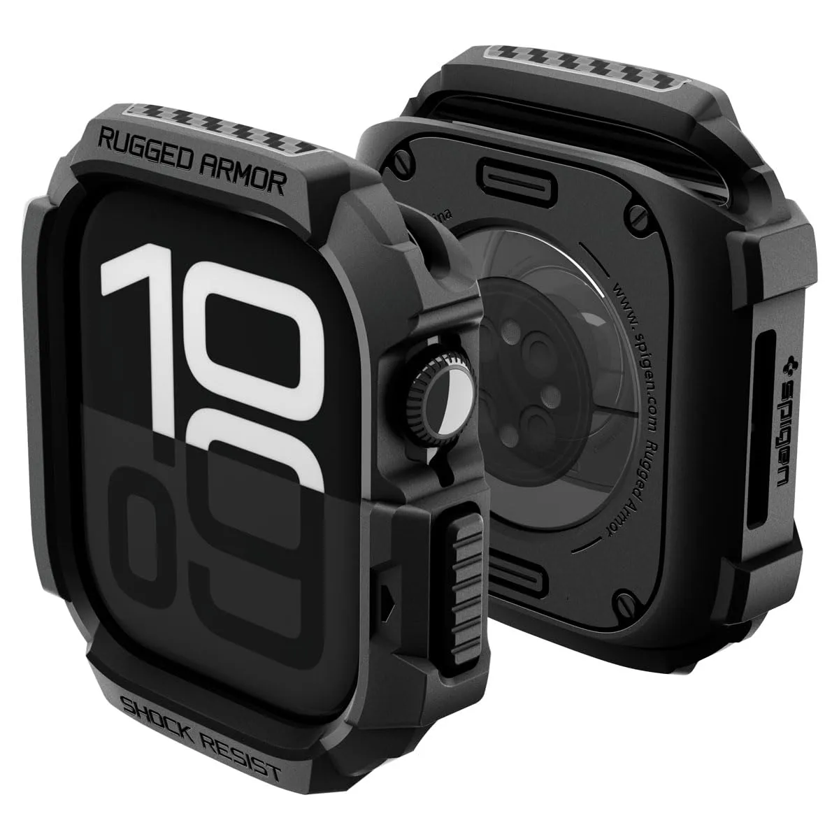 Spigen for Apple Watch Series 11 Case, Rugged Armor Compatible with Series 11/10 42mm Durable Protective TPU Flexible Shock Proof Military Grade Bumper - Matte Black
