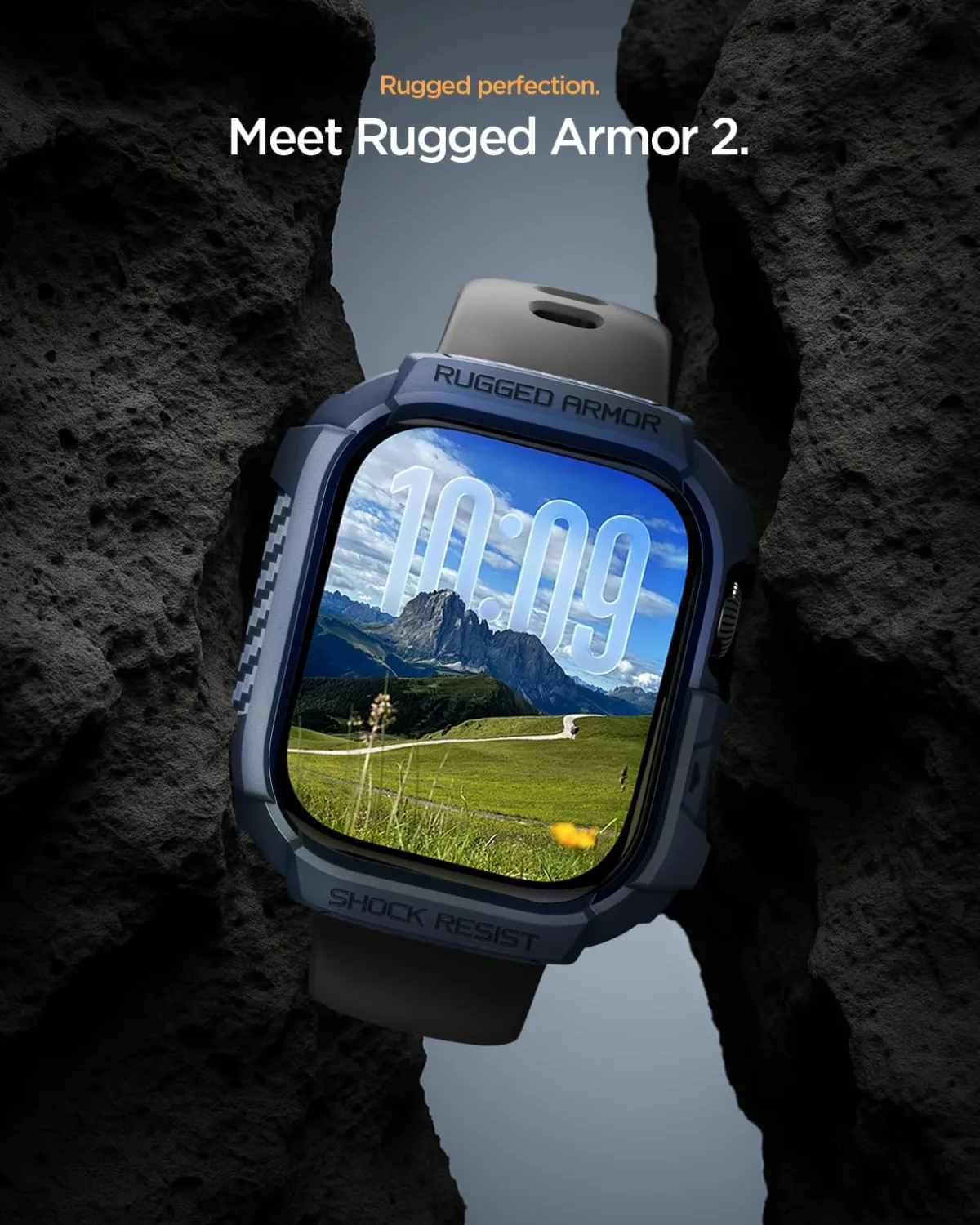 Spigen for Apple Watch Series 11 Case, Rugged Armor Compatible with Series 11/10 42mm Durable Protective TPU Flexible Shock Proof Military Grade Bumper - Navy Blue