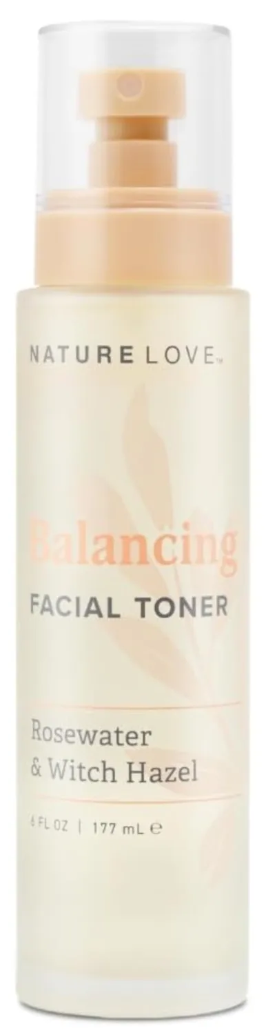 Nature Love Balancing Facial Toner - with Rosewater & Witch Hazel | Removes Excess Oil & Impurities | Paraben Free (6 Fl Oz)
