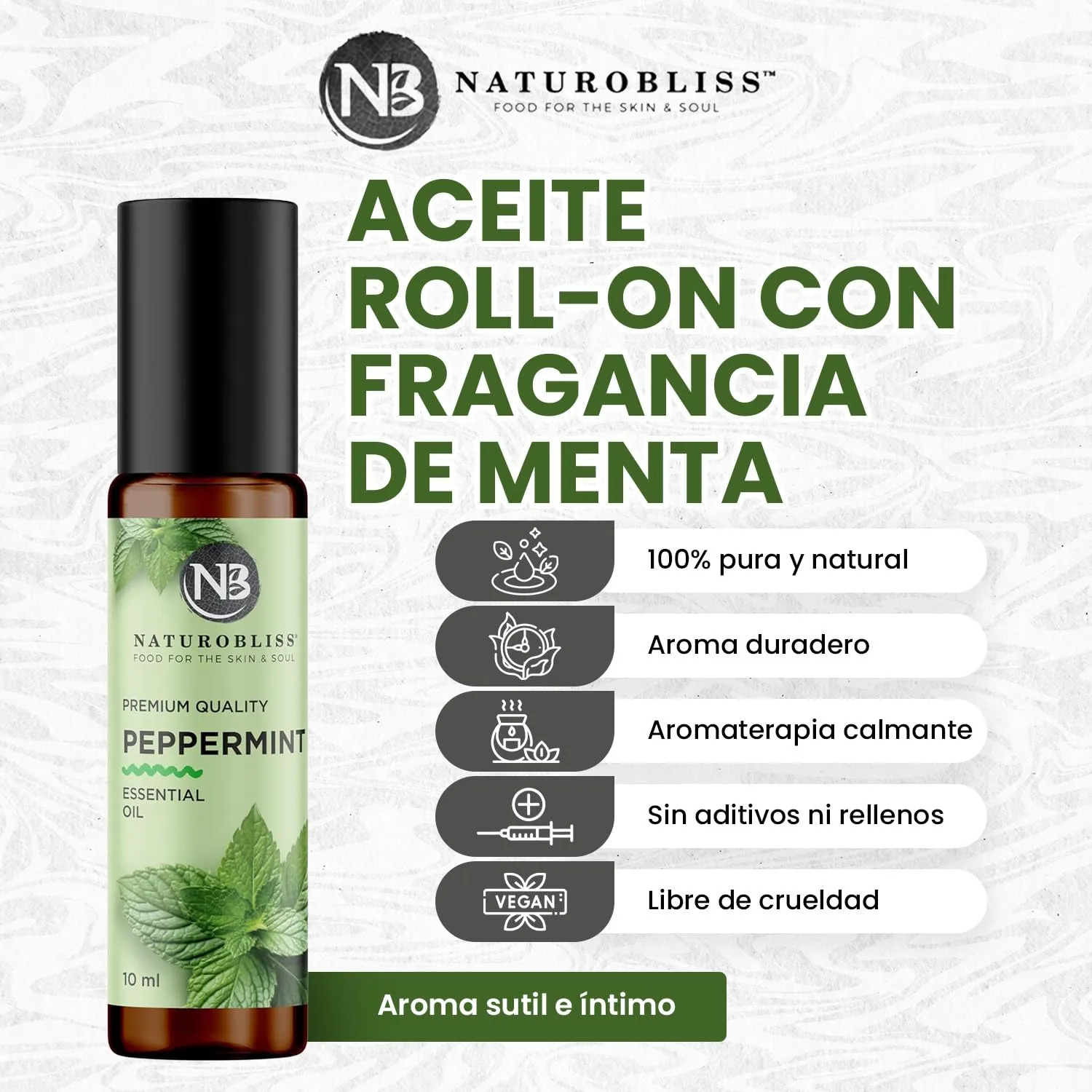 NaturoBliss Peppermint Essential Oil Roll-On, 10 ml