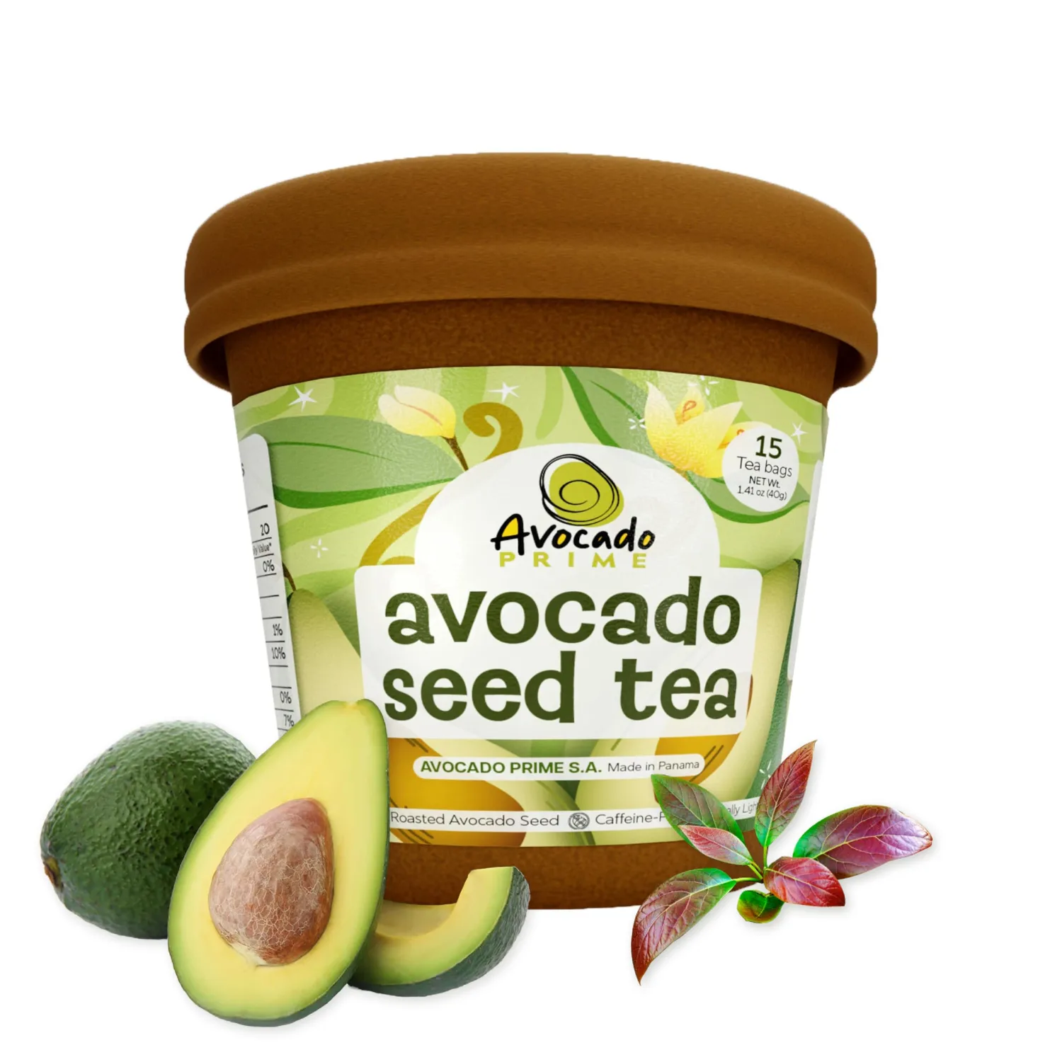 Organic Avocado Tea, Herbal Seed Tea for Digestion, Infusion for Wellness, Premium Natural Organic Tea Beverage, Té de Aguacate | Avocado Prime