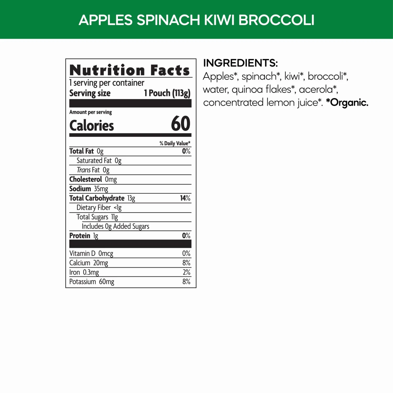 Love Child Organics Superblends Apples, Spinach, Kiwi + Broccoli Puree, 4 oz (Pack of 3), Non-GMO, by Nature's Path