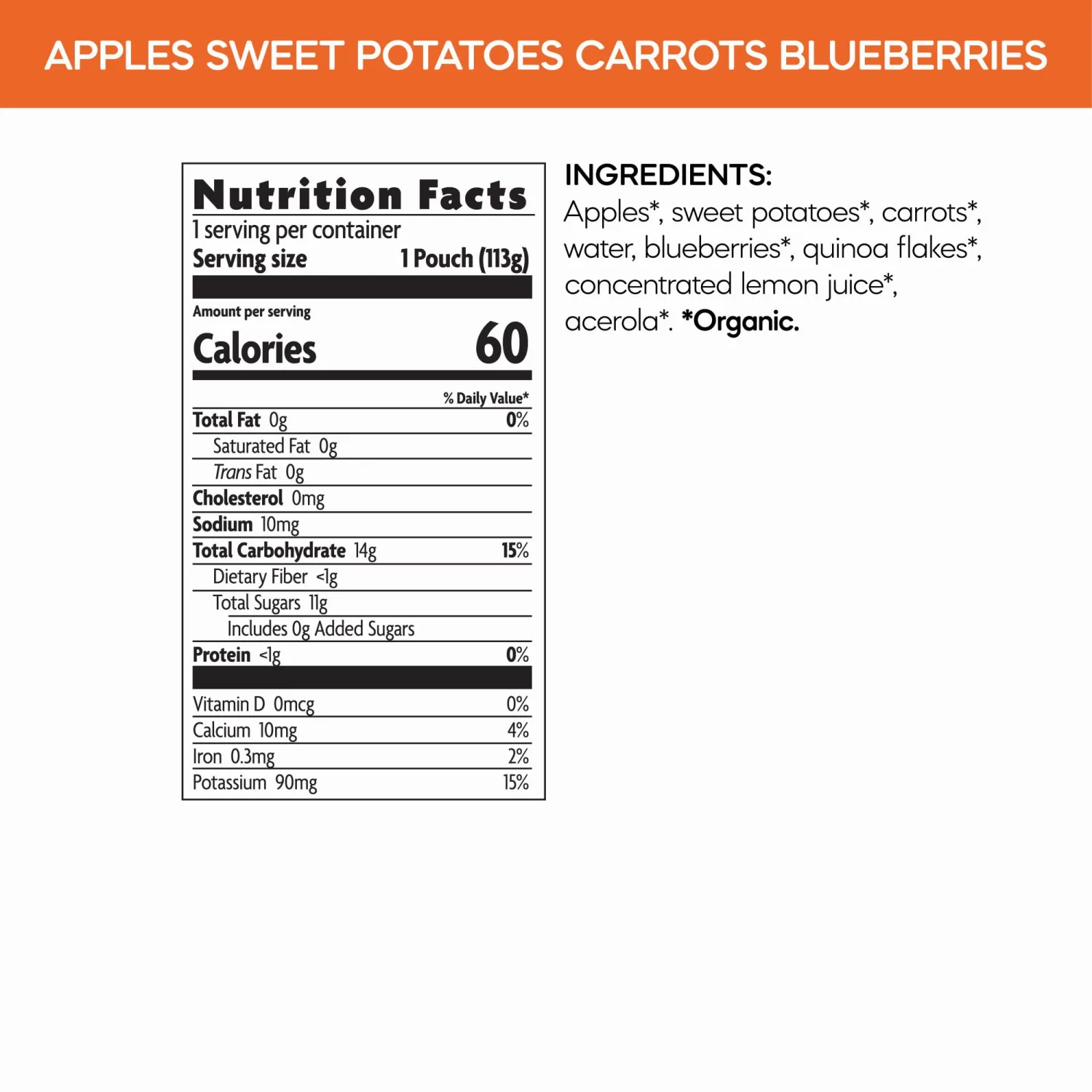 Love Child Organics Superblends Apples, Sweet Potatoes, Carrots + Blueberries Puree, 4 oz (Pack of 3), Non-GMO, by Nature's Path
