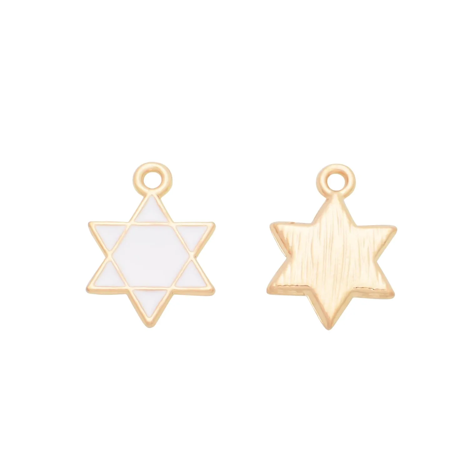 Pack of 80 Star of David White Six-pointed Star Enamel Charms Gold Plated Colored Pendants Hawaii Style Accessories for Necklace Bracelet Jewelry Making DIY Crafting