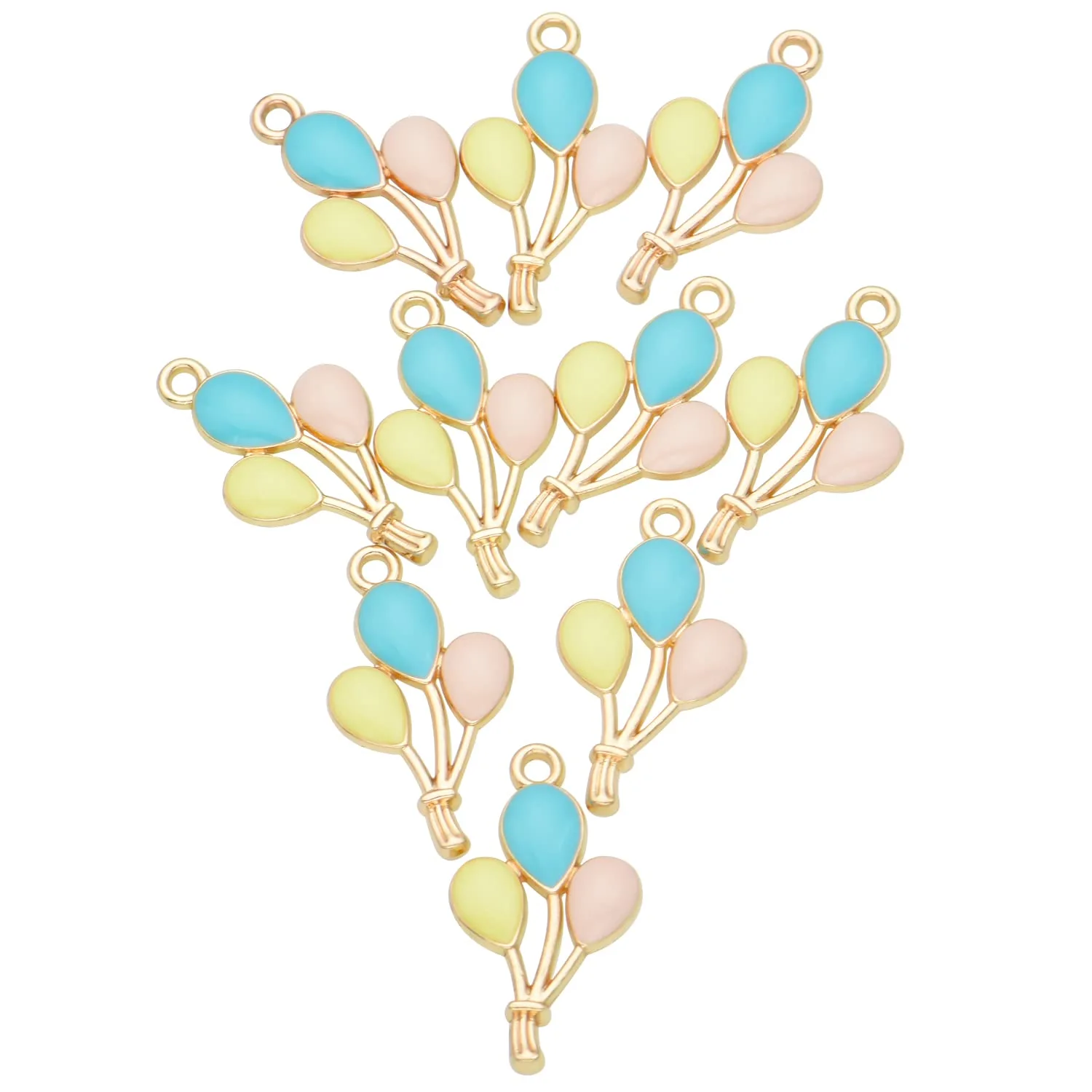 Pack of 80 Balloons Mod.1 Enamel Charms Gold Plated Colored Pendants Hawaii Style Accessories for Necklace Bracelet Jewelry Making DIY Crafting