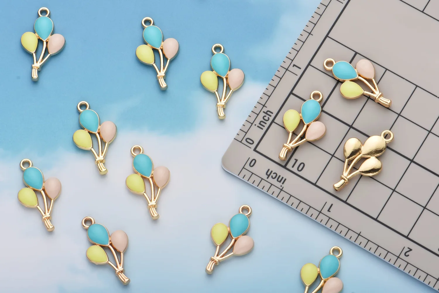 Pack of 80 Balloons Mod.1 Enamel Charms Gold Plated Colored Pendants Hawaii Style Accessories for Necklace Bracelet Jewelry Making DIY Crafting