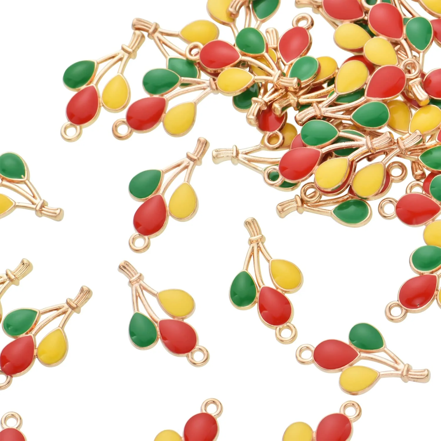 Pack of 80 Balloons Mod.2 Enamel Charms Gold Plated Colored Pendants Hawaii Style Accessories for Necklace Bracelet Jewelry Making DIY Crafting