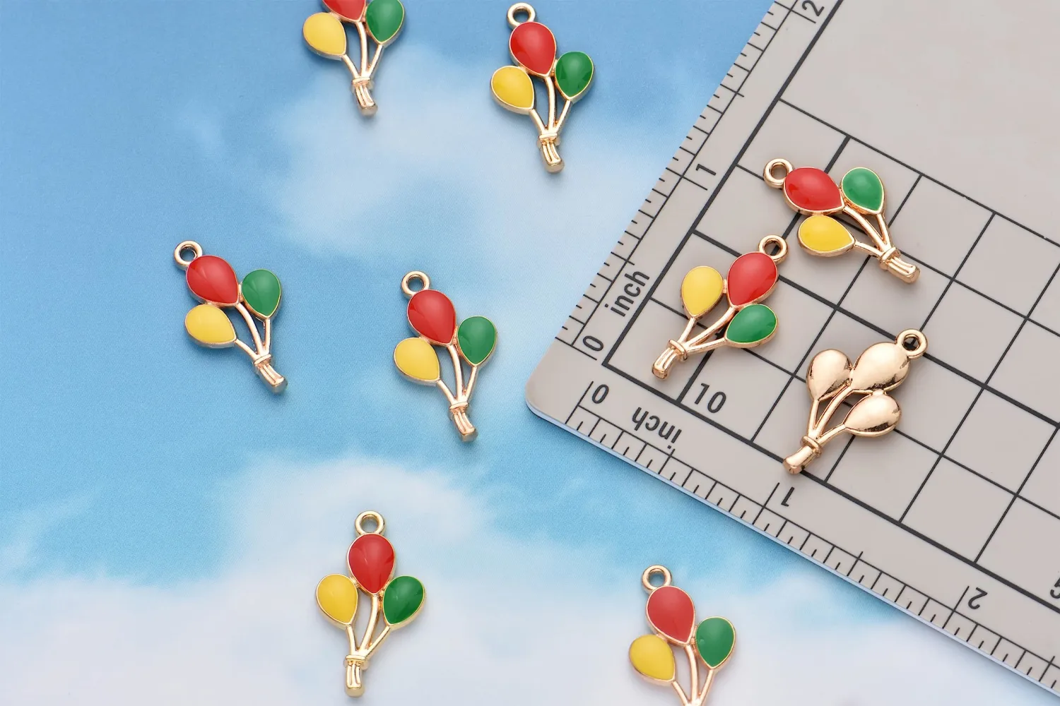 Pack of 80 Balloons Mod.2 Enamel Charms Gold Plated Colored Pendants Hawaii Style Accessories for Necklace Bracelet Jewelry Making DIY Crafting