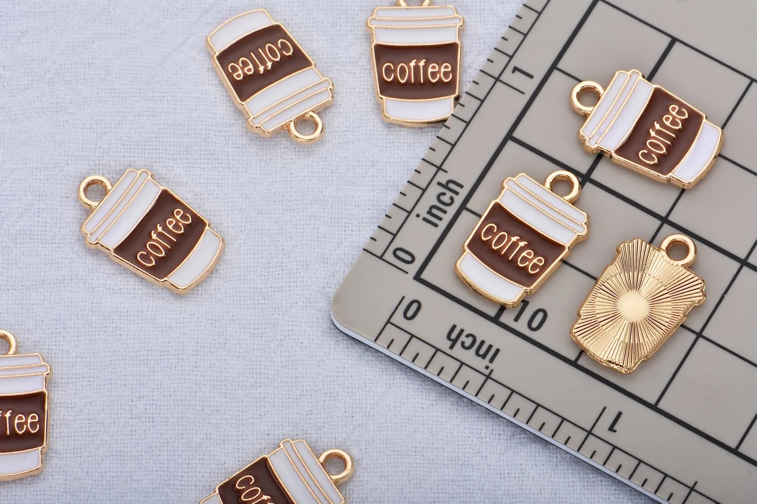 VIDRIO Pack of 80 Coffee Cup Enamel Charms Gold Plated Colored Pendants Accessories for Necklace Bracelet Jewelry Making DIY Crafting