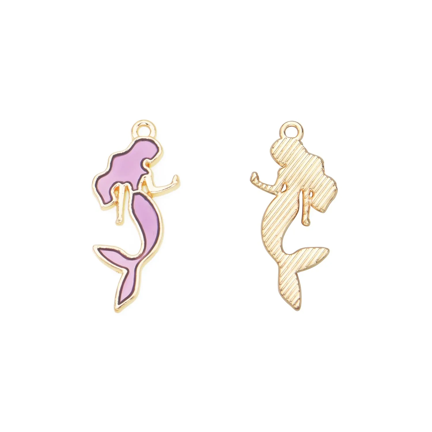Pack of 80 Mermaid Violet Enamel Charms Gold Plated Colored Pendants Hawaii Style Accessories for Necklace Bracelet Jewelry Making DIY Crafting