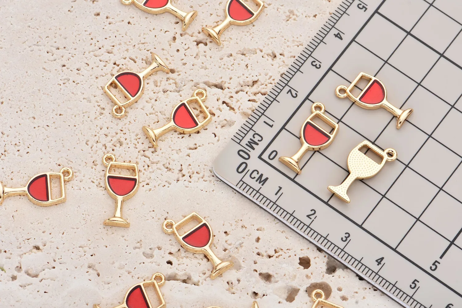 Pack of 80 Red Wine Glass Cup Enamel Charms Gold Plated Colored Pendants Hawaii Style Accessories for Necklace Bracelet Jewelry Making DIY Crafting 0.67 Inch x 0.35 Inch