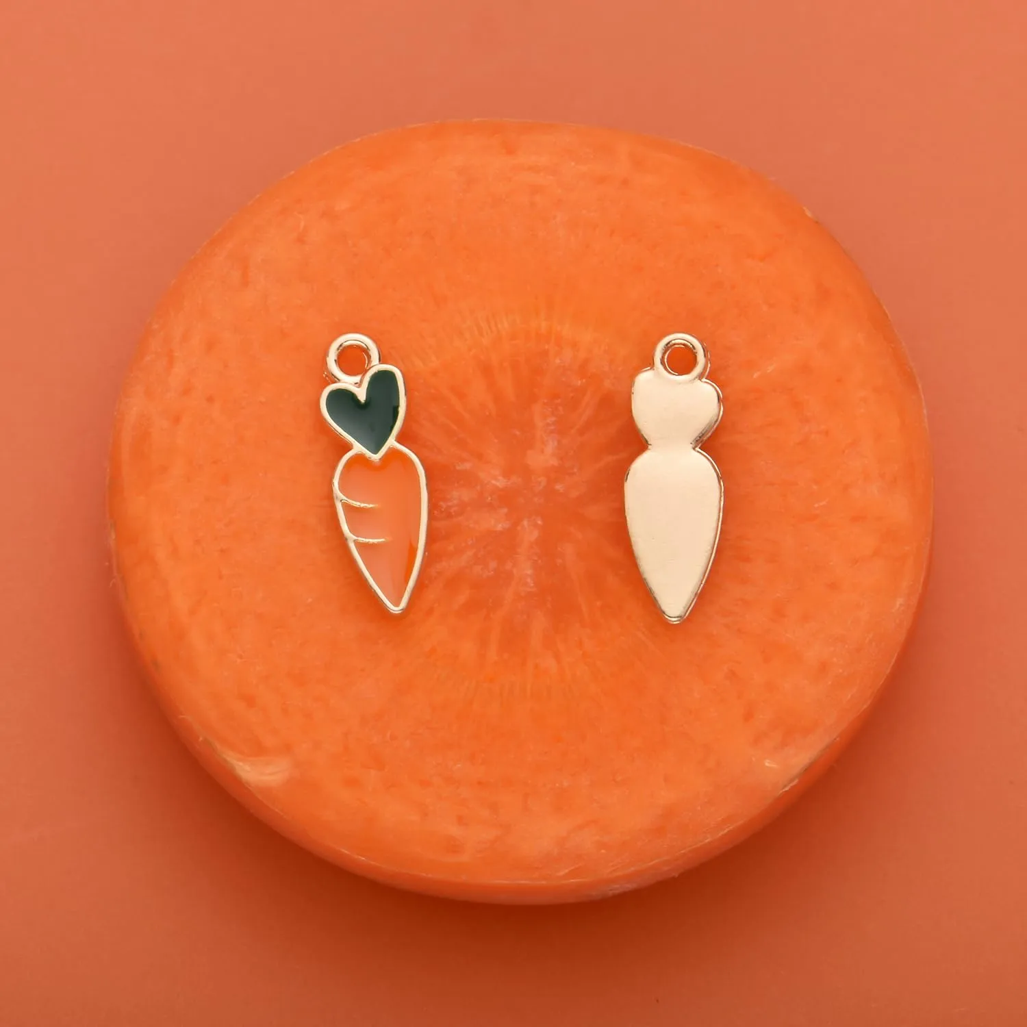 Pack of 80 Carrot Enamel Charms Gold Plated Colored Pendants Hawaii Style Accessories for Necklace Bracelet Jewelry Making DIY Crafting
