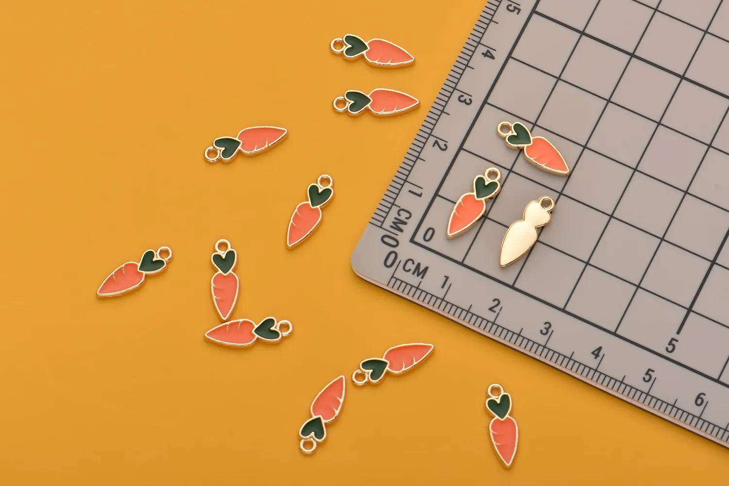Pack of 80 Carrot Enamel Charms Gold Plated Colored Pendants Hawaii Style Accessories for Necklace Bracelet Jewelry Making DIY Crafting