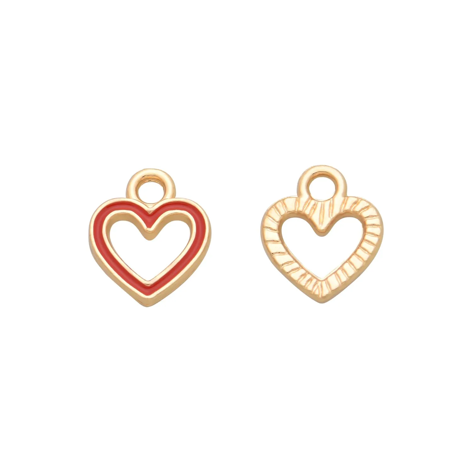 Pack of 80 Heart Circle Red Enamel Charms Gold Plated Colored Pendants Hawaii Style Accessories for Necklace Bracelet Jewelry Making DIY Crafting