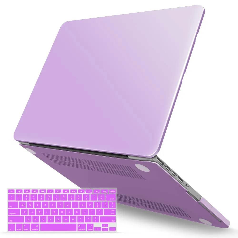 IBENZER Compatible with MacBook Pro 13 Inch Case 2012-2015, Soft Touch Hard Case Shell Cover with Keyboard Cover for Apple MacBook Pro 13 with Retina Display A1425 1502, Purple, R13PU+1B