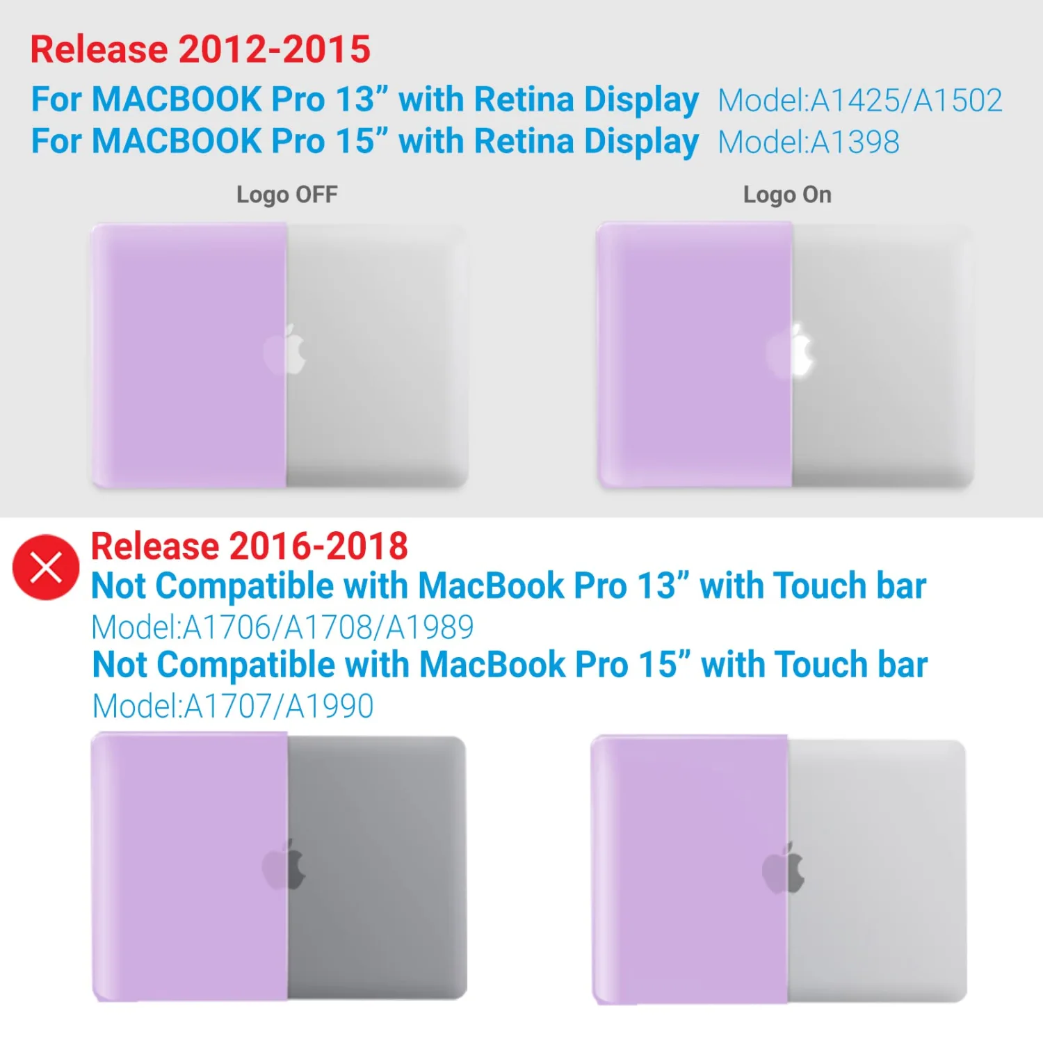 IBENZER Compatible with MacBook Pro 13 Inch Case 2012-2015, Soft Touch Hard Case Shell Cover with Keyboard Cover for Apple MacBook Pro 13 with Retina Display A1425 1502, Purple, R13PU+1B