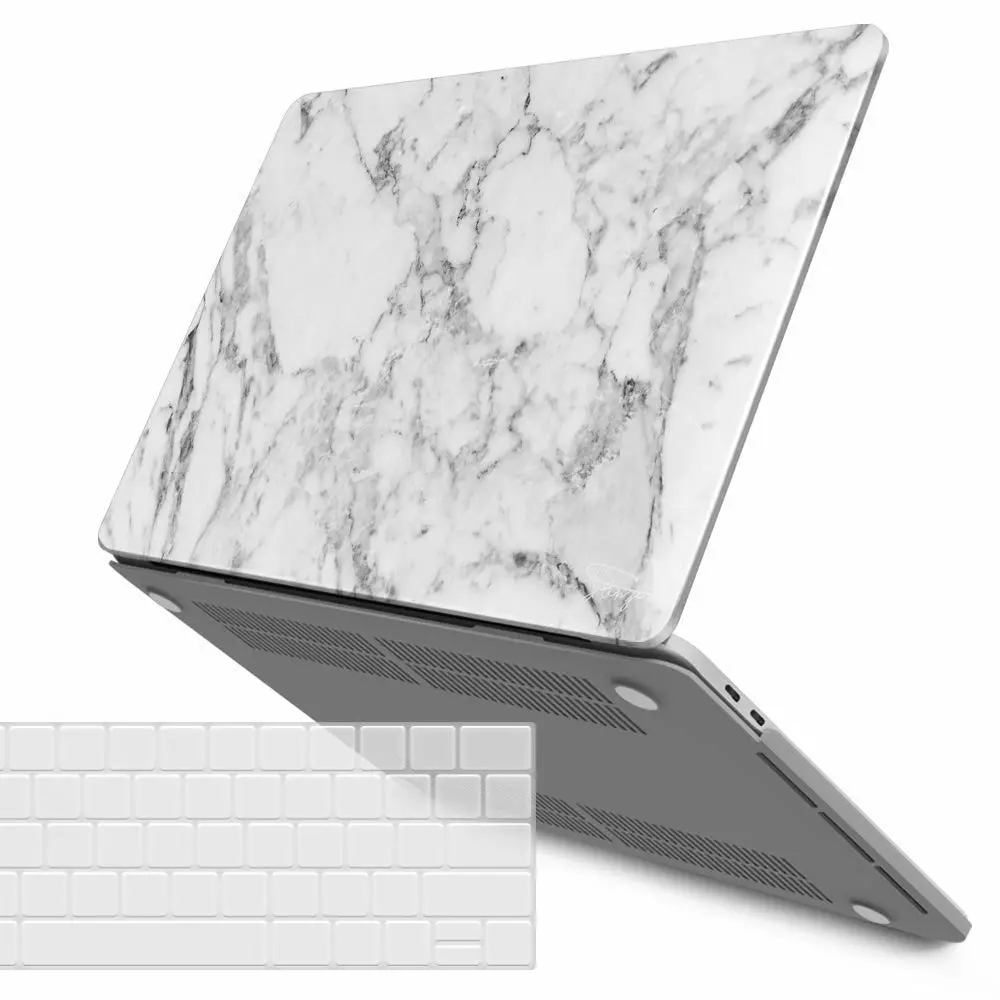 IBENZER Compatible with MacBook Pro 13 Inch Case 2015 2014 2013 end 2012 A1502 A1425, Hard Shell Case with Keyboard Cover for Old Version Apple Mac Pro Retina 13, White Marble, R13WHMB+1A