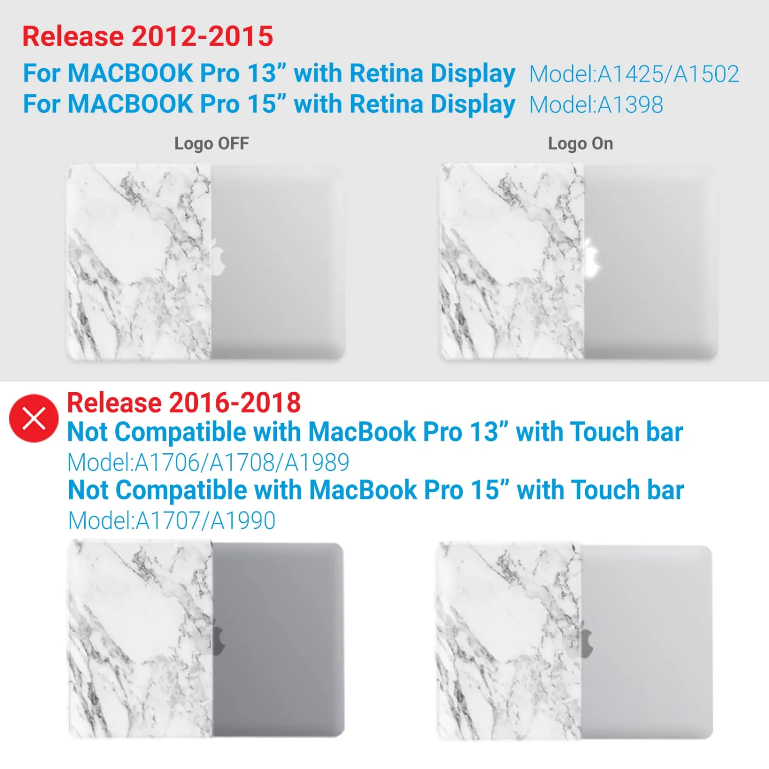 IBENZER Compatible with MacBook Pro 13 Inch Case 2015 2014 2013 end 2012 A1502 A1425, Hard Shell Case with Keyboard Cover for Old Version Apple Mac Pro Retina 13, White Marble, R13WHMB+1A