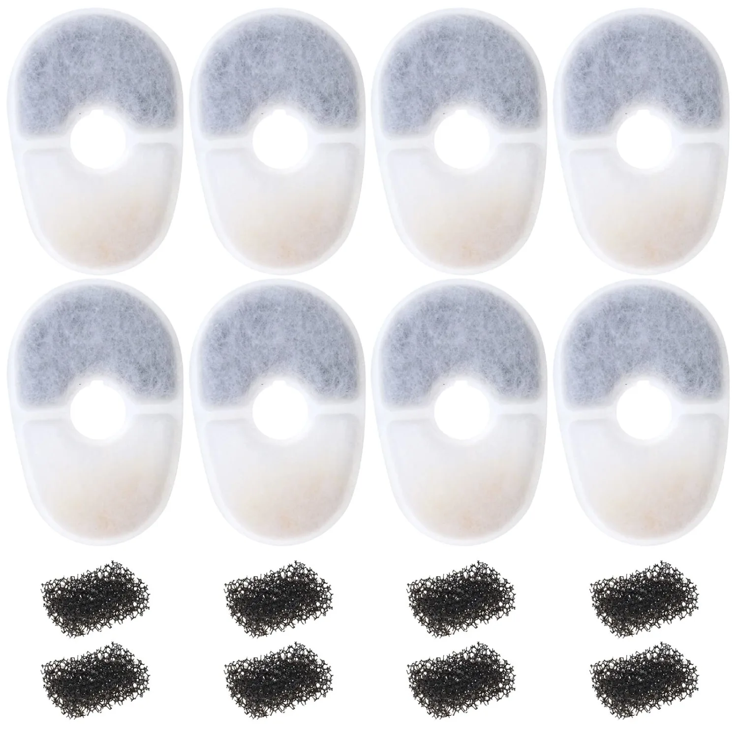 SING F LTD 8PCS Pet Water Fountain Filters with 8PCS Filter Sponge Compatible with Avocado Water Fountain Replacement Filters Cat Dog Water Dispenser Filters