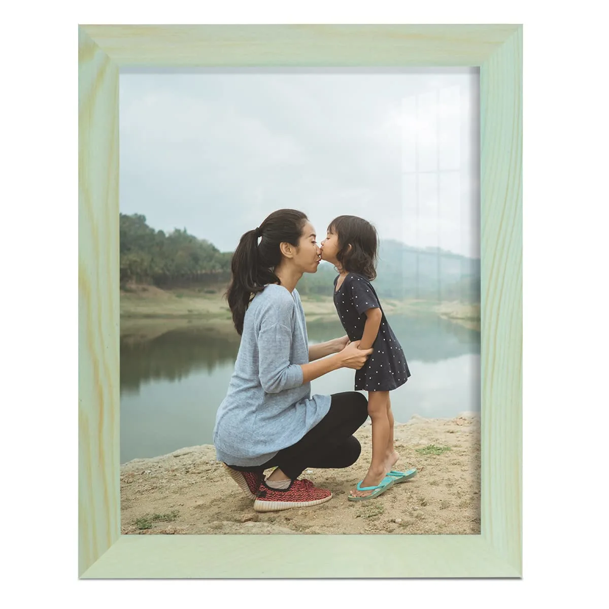 Renditions Gallery 8x10 inch Solid Wood Picture Frame, High Definition Glass and High-end Modern Style Cream Colored for Wall and Tabletop Photo Display, Seafoam Green Wood Grain Frame