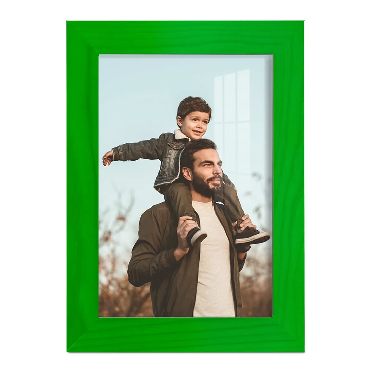 Renditions Gallery 5x7 inch Picture Rainforest Wood Grain Frame, High-end Modern Style, Made of Green Colored Solid Wood and High Definition Glass for Wall and Tabletop Photo Display
