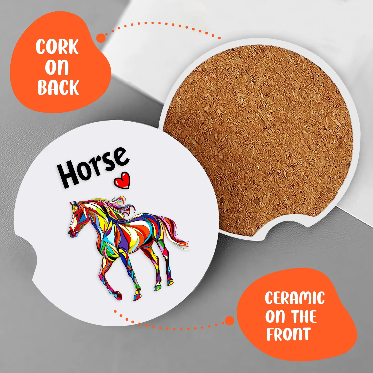 2 Pack Horse Car Cup Holder Coaster, Cute Car Interior Accessories Drink Coaster for Women & Men, Horse Lovers Themed Gifts Stuff Accessories Things Merchandise Items!