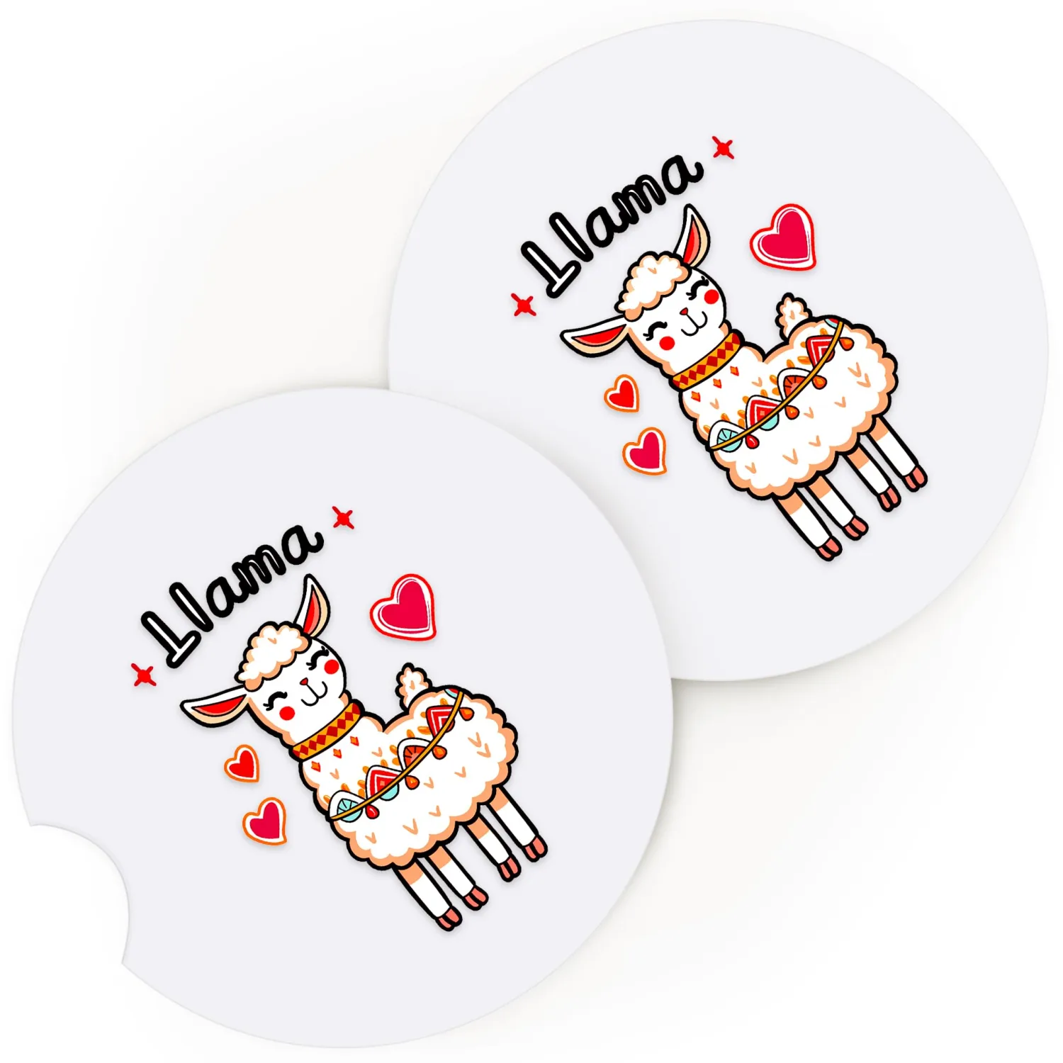 2 Pack Llama Car Cup Holder Coaster, Cute Car Interior Accessories Drink Coaster for Women & Men, Llama Lovers Themed Gifts Stuff Accessories Things Merchandise Items!