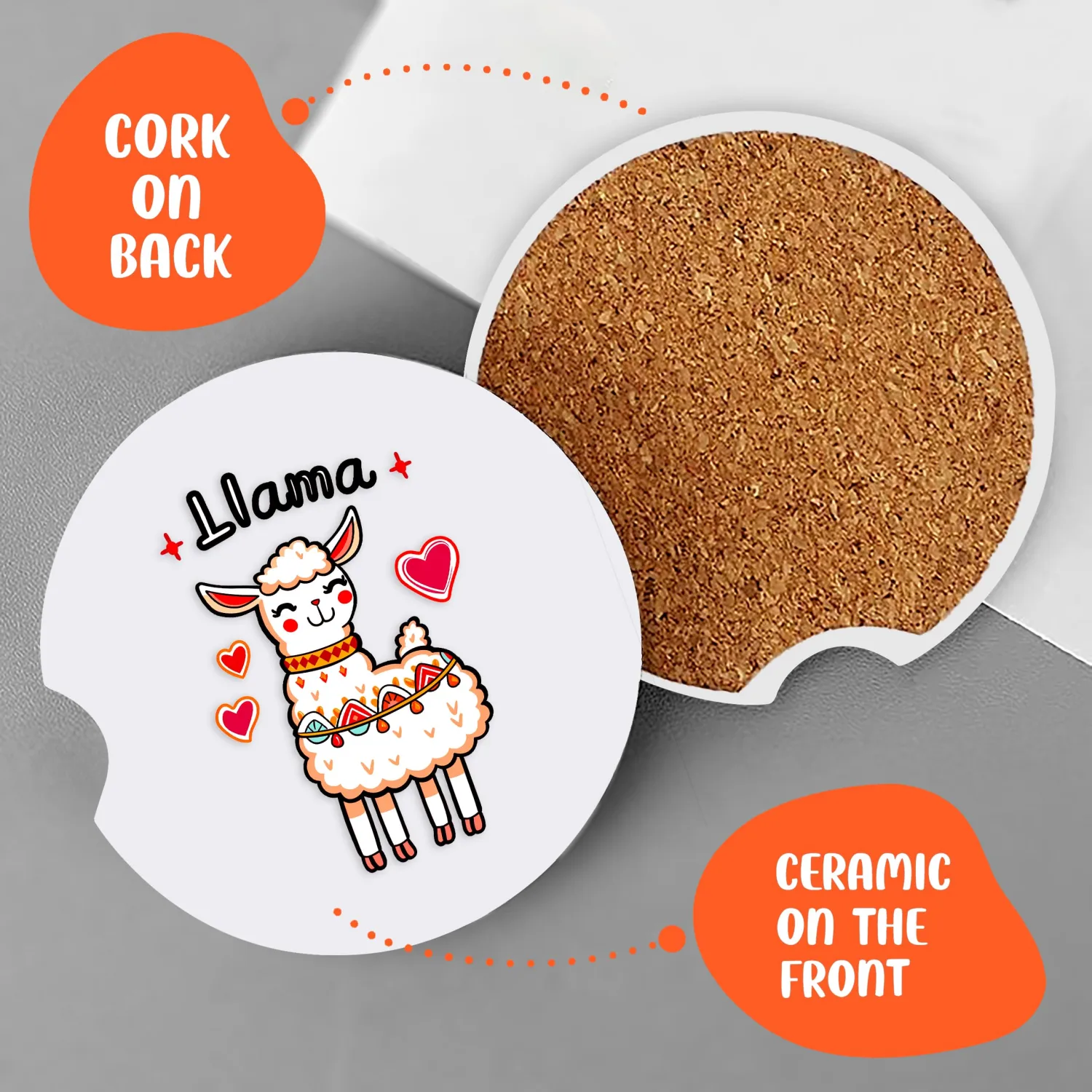 2 Pack Llama Car Cup Holder Coaster, Cute Car Interior Accessories Drink Coaster for Women & Men, Llama Lovers Themed Gifts Stuff Accessories Things Merchandise Items!