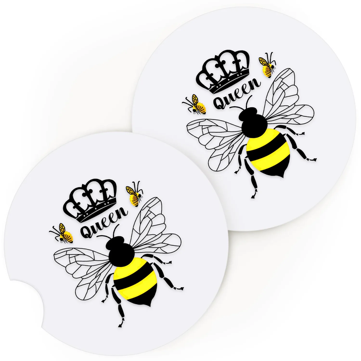 2 Pack Bee Car Cup Holder Coaster, Cute Car Interior Accessories Drink Coaster for Women & Men, Bee Lovers Themed Gifts Stuff Accessories Things Merchandise Items!