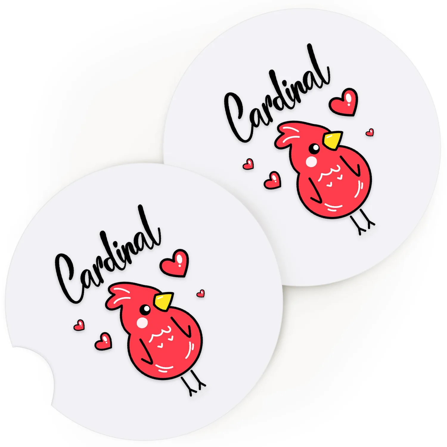 2 Pack Cardinal Car Cup Holder Coaster, Cute Car Interior Accessories Drink Coaster for Women & Men, Cardinal Lovers Themed Gifts Stuff Things Merchandise Items!