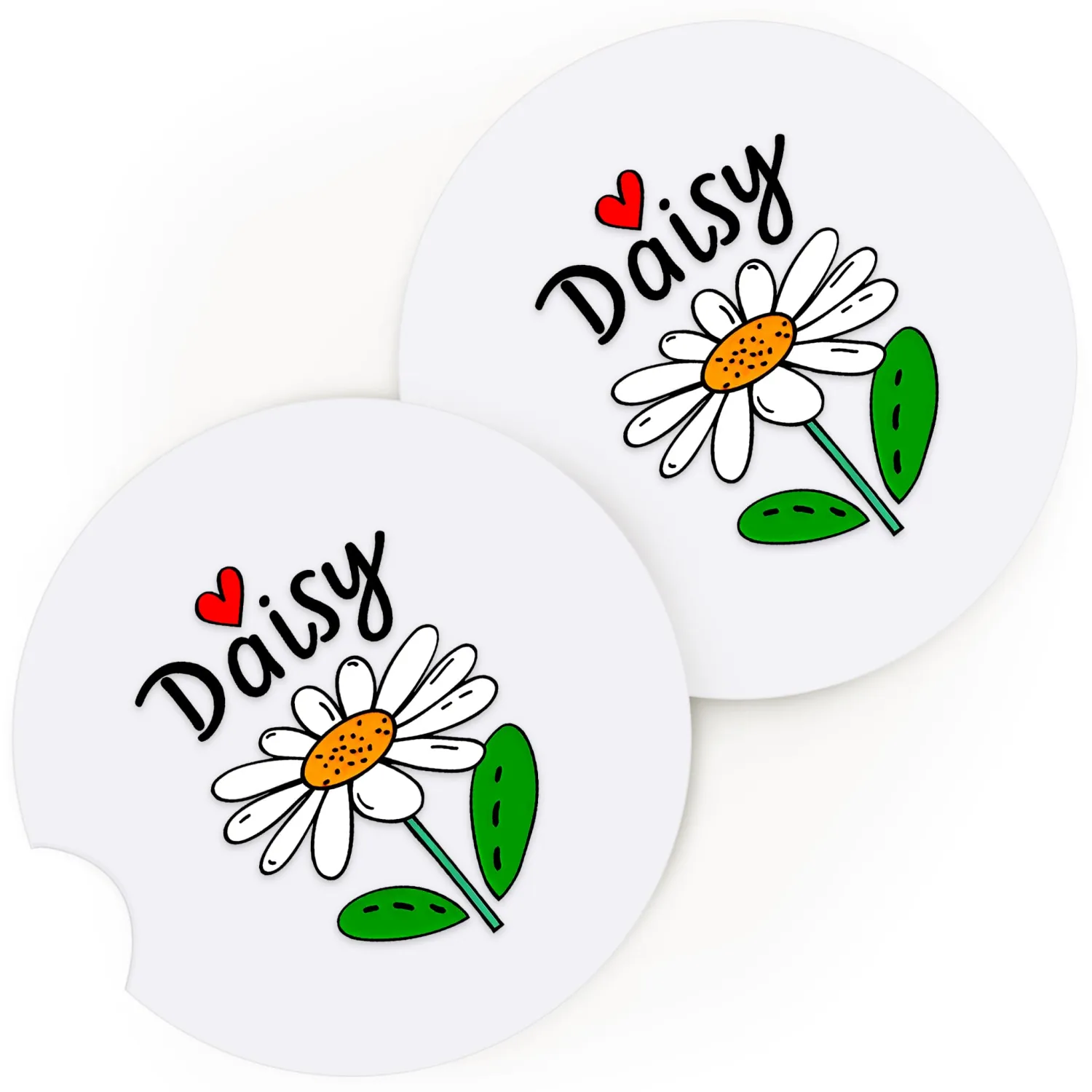 2 Pack Daisy Car Cup Holder Coaster, Cute Car Interior Accessories Drink Coaster for Women & Men, Daisy Lovers Themed Gifts Stuff Accessories Things Merchandise Items!