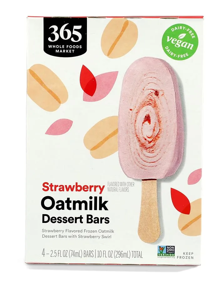 365 by Whole Foods Market Strawberry Oat Milk Frozen Dessert Bars, 10 FZ