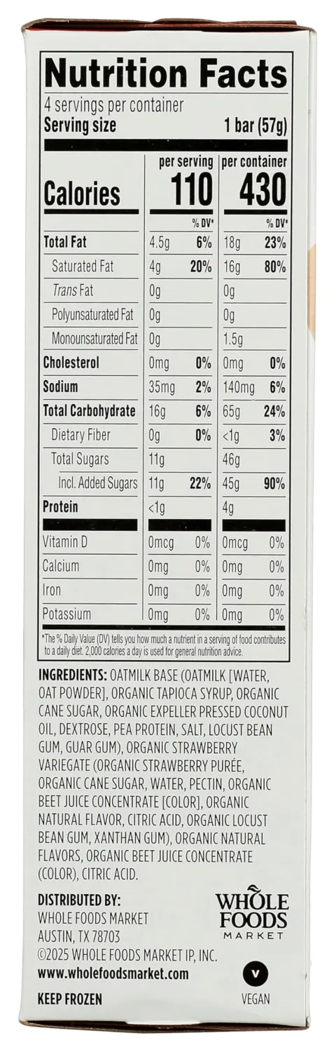 365 by Whole Foods Market Strawberry Oat Milk Frozen Dessert Bars, 10 FZ