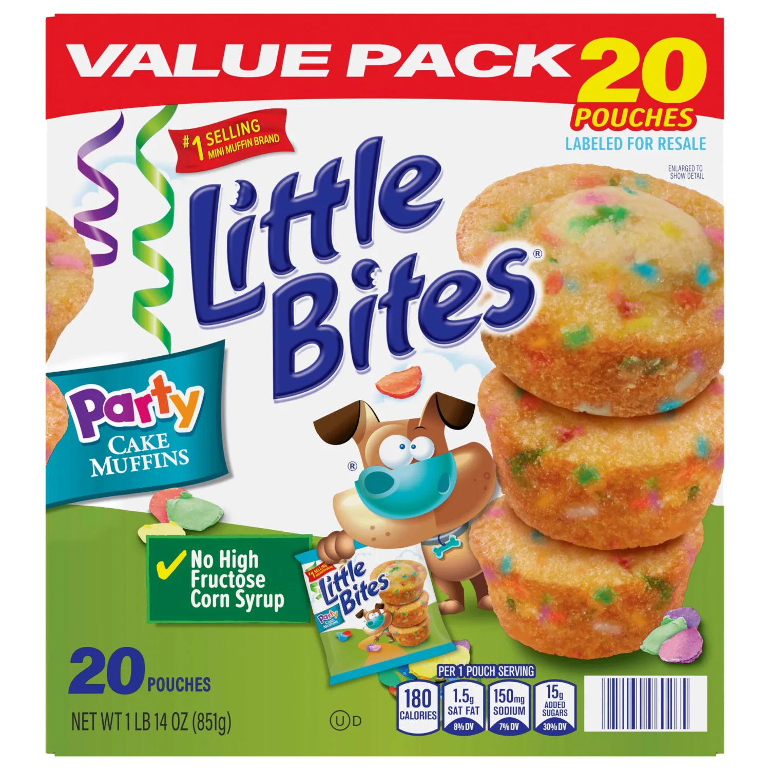 (Value Pack) Little Bites Party Cake Muffins, 20 individual packs, (1.5 oz each), Cake and Sprinkles Mini Muffins, 30 oz Multipack