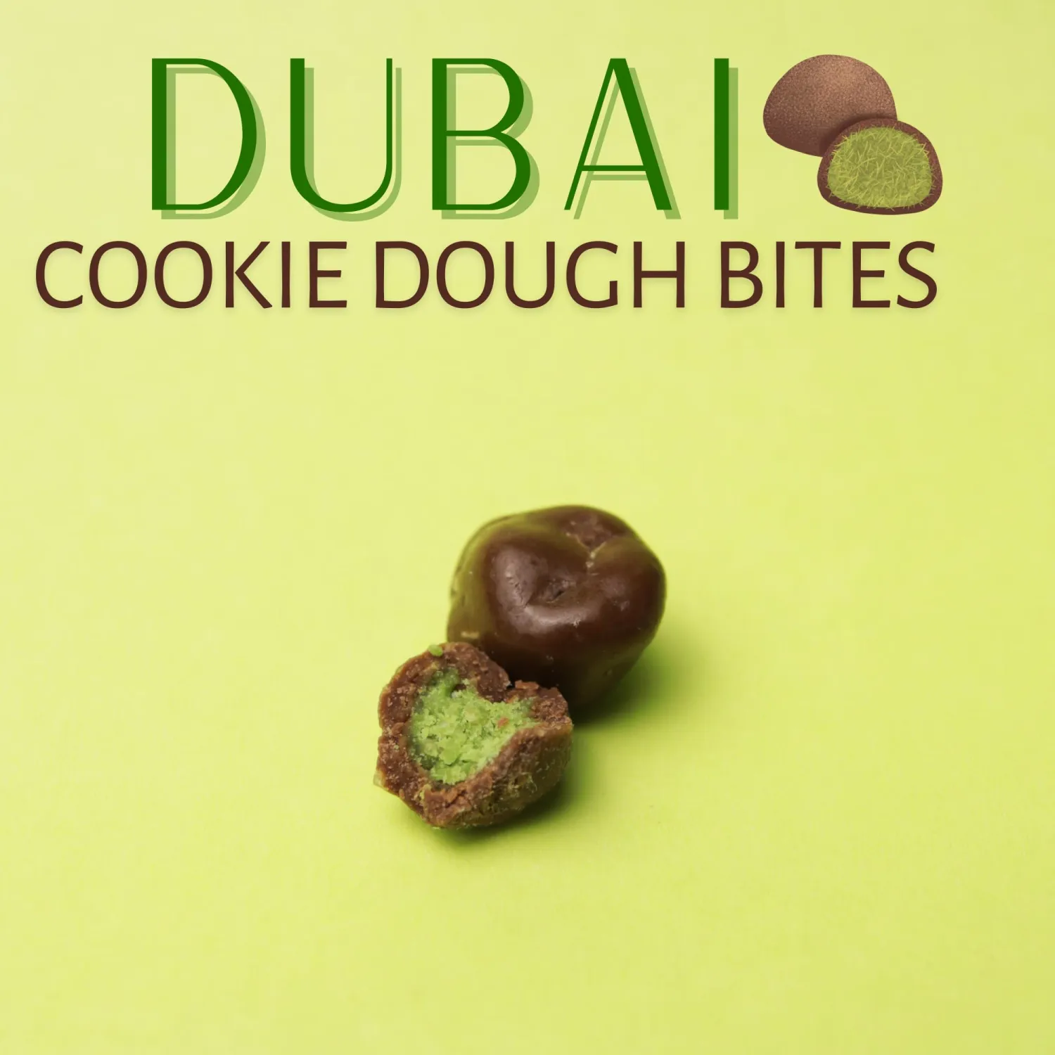 Dubai Chocolate Cookie Dough Bites, Made with Real Pistachios and Kataifi, Gourmet Candy Gift, 3.1 Ounces (Pack of 3)