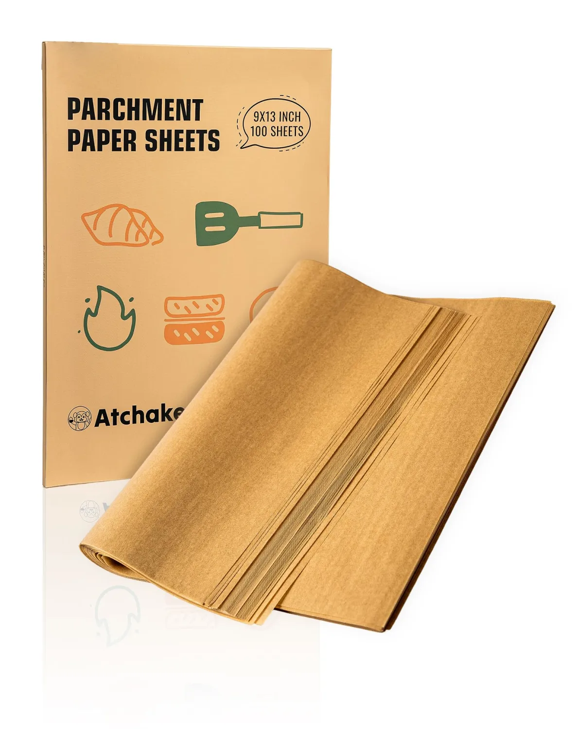 9x13 Unbleached Parchment Paper Sheets for Baking, 100Pcs Precut Brown Parchment Paper, Heavy Duty Non-Stick Baking Paper for Grilling, Steaming, Wrapping, Oven, Air Fryer, Easter Holiday