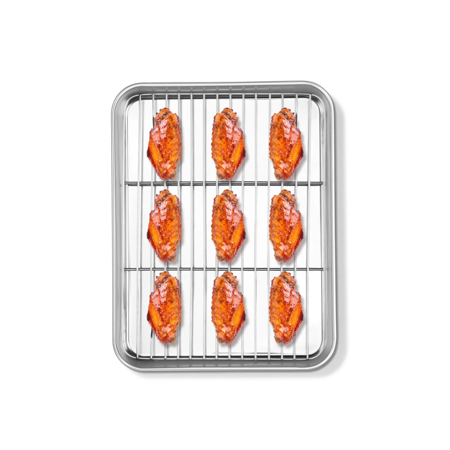 Homikit Baking Sheet with Wire Rack (1 Pan + 1 Rack), 10.5 x 8 Inches Stainless Steel Small Baking Pan with Cooling Rack, Metal Cookie Sheets Bacon Tray for Toaster Oven, Rust Free & Dishwasher Safe