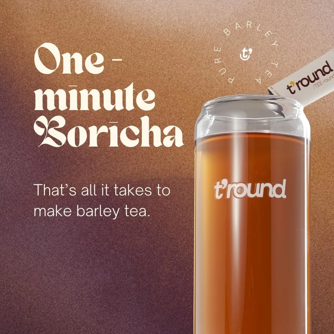 T'ROUND Organic Powdered Barley Tea | Instant-infuse Caffeine-free Classic Boricha | 10 Packets (Pack of 1)