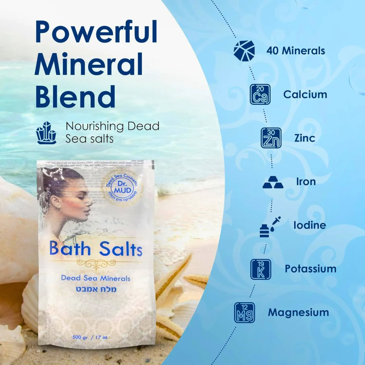 Natural Dead Sea Salt 100% Mineral-Rich Bath Soak, More Minerals Than Epsom Salt, Deep Relaxation, Detox, Exfoliates & Softens Skin, Helps Psoriasis, Eczema, Joint & Muscle (42.3 oz, Rose)