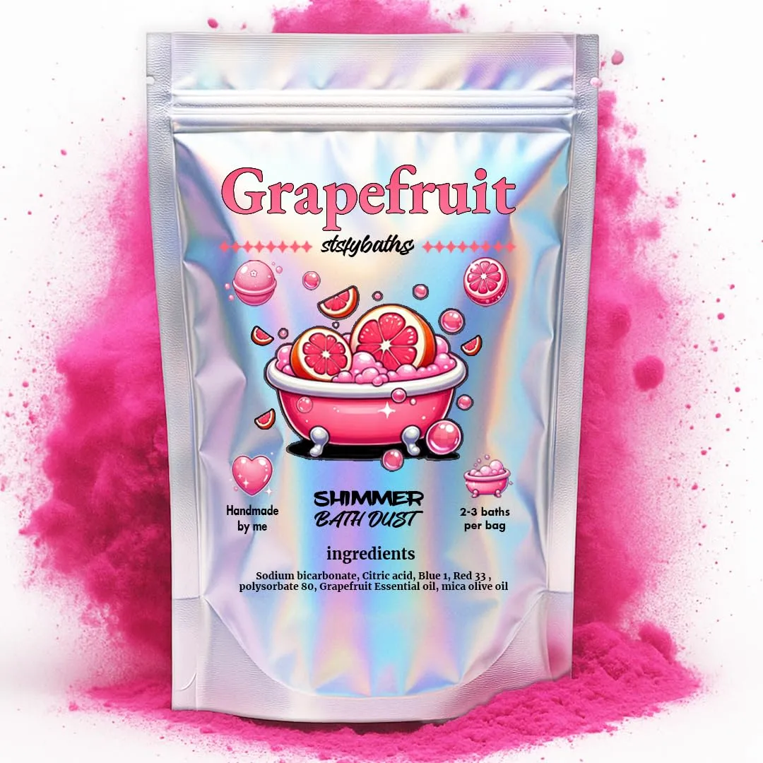 Pink Grapefruit Shimmer Bath Bomb in A Bag - Handmade Essential Oil Scented Bath Bombs for Women,Kids and Men - Bulk Bathbomb Fizzies Perfect for Boys and Girls All Ages (Small, Pink)
