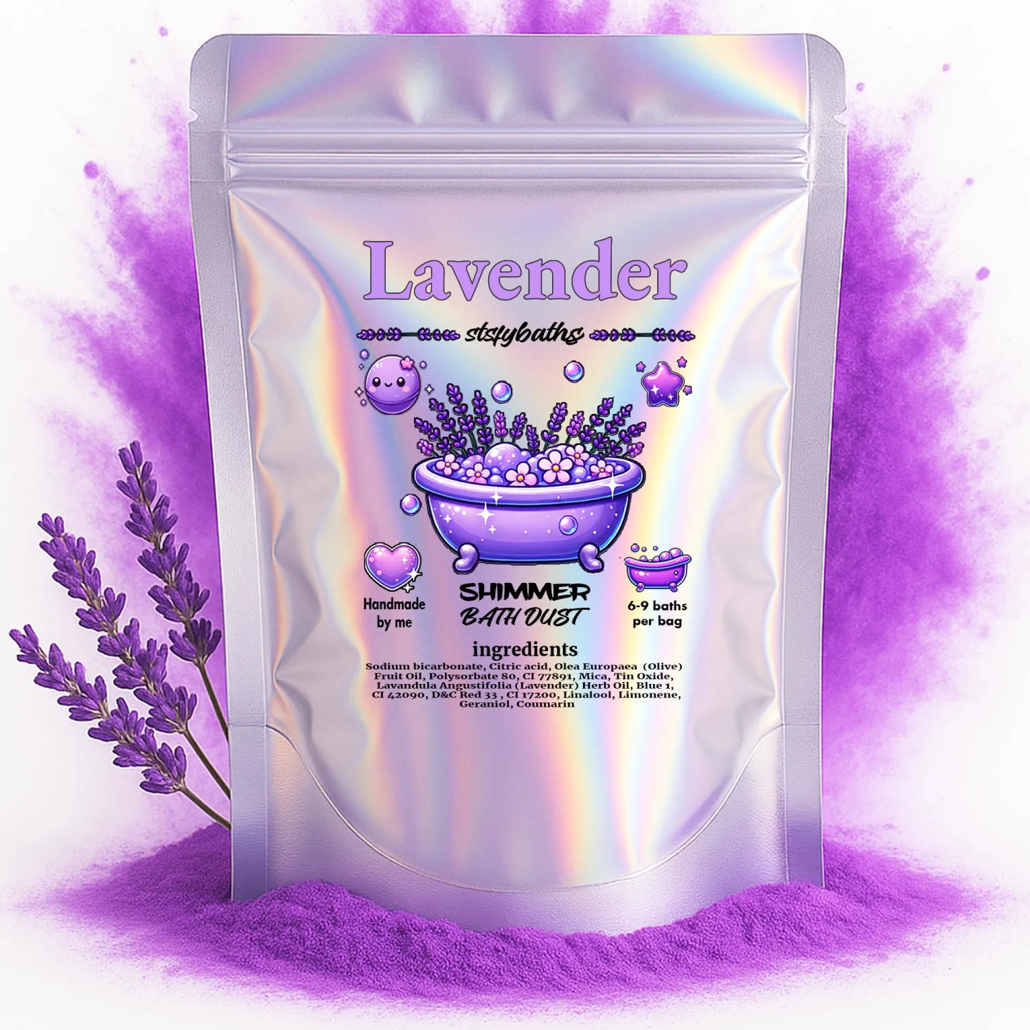 Purple Lavender Shimmer Bath Bomb in A Bag - Handmade Scented Bath Bombs for Women,Kids and Men - Bulk Bathbomb Fizzies Perfect for Boys and Girls All Ages (Large, Purple)