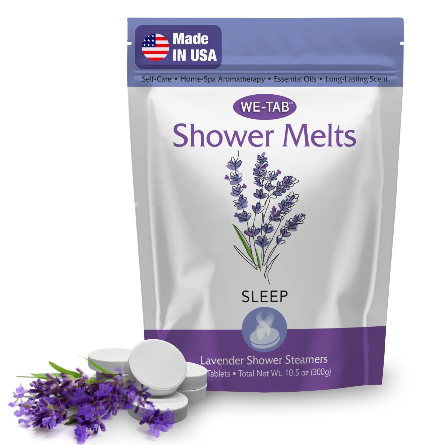 Shower Steamers 10-pk with Essential Oil Aromatherapy to Unwind and Sleep, Long Lasting Lavender Scent, No Stain or Artificial Dye, for Relaxation, Stress Relief and Self Care Gift for Everyone!