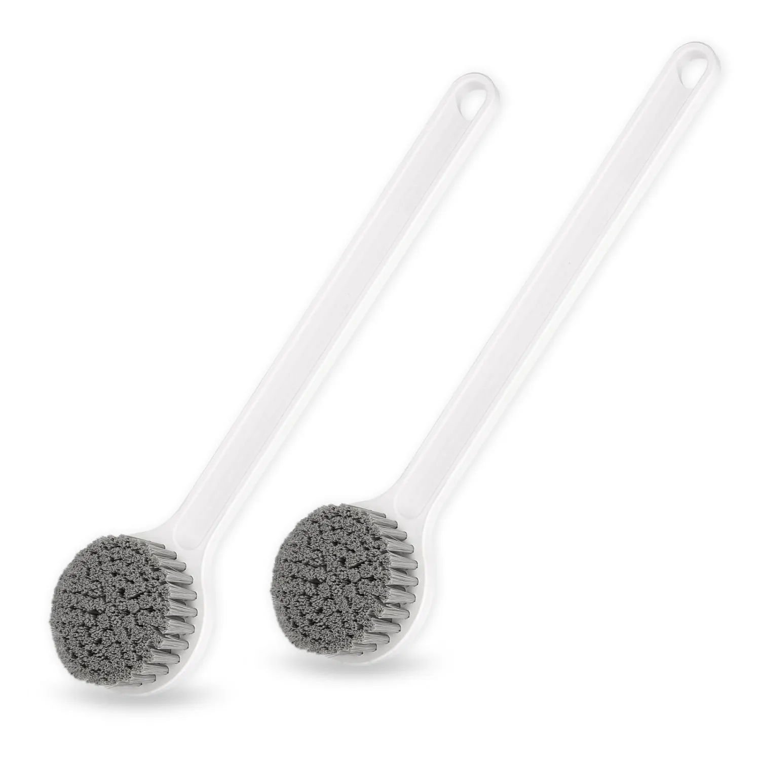 Shower Brush with Soft Nylon Bristles, Long Handle Shower Bath Brush, Back Scrubber for Shower, Body Exfoliator for Wet or Dry Brushing (2 pcs)