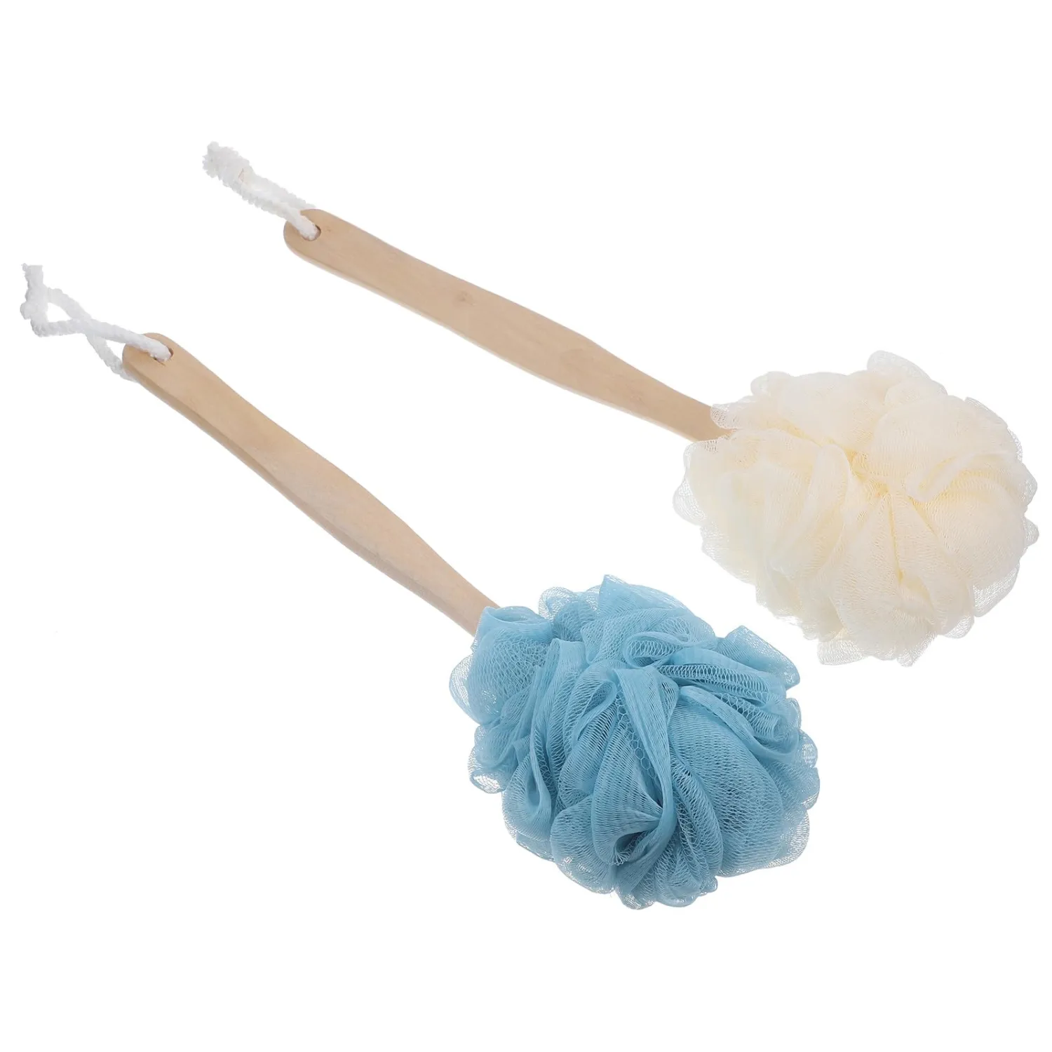 TEHAUX 2Pcs Long Handle Bathing Flowers Brush Back Scrubber Exfoliating Shower Body Brush for Showering and Bathing