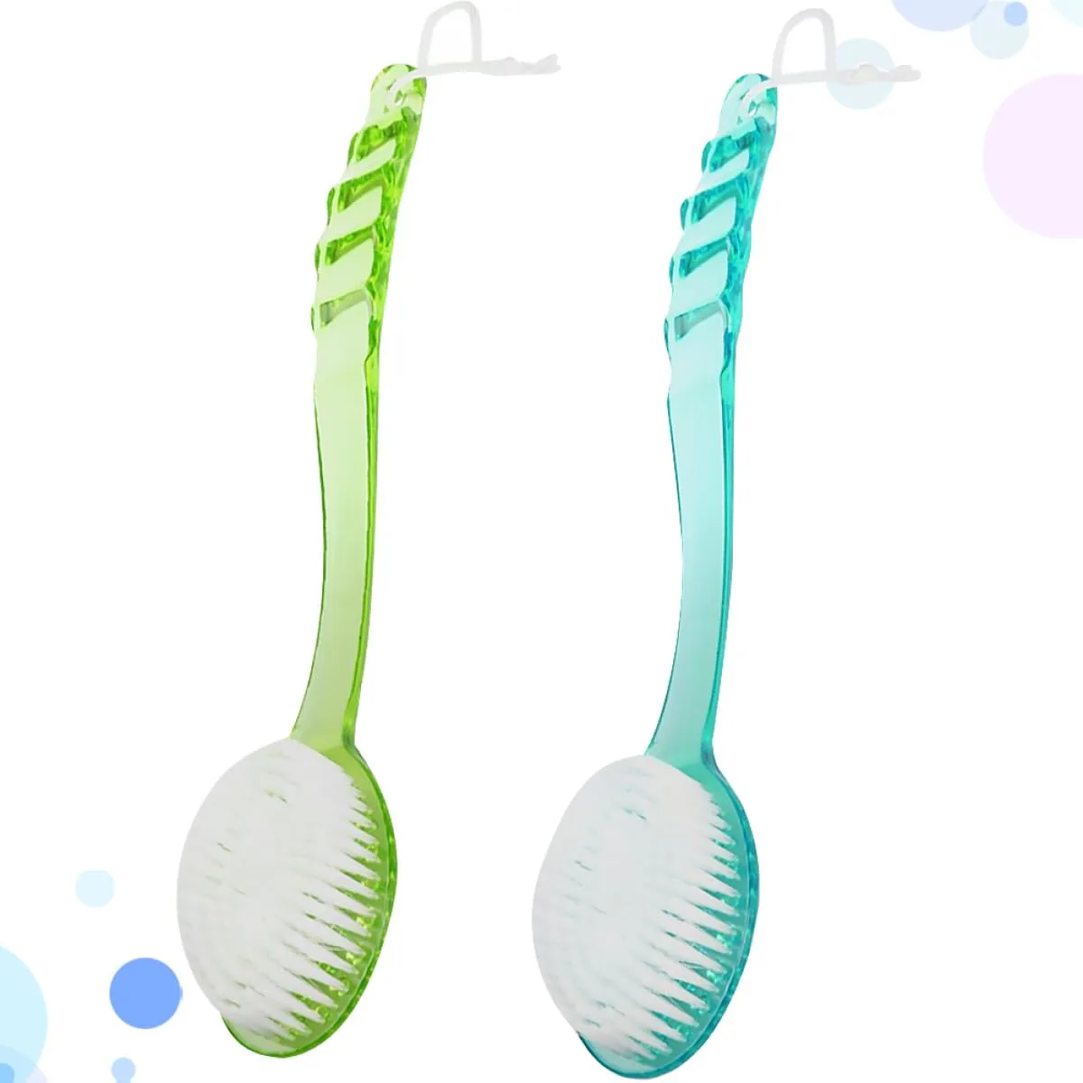 PRETYZOOM 2pcs Long Handle Bath Brush Set with Soft Bristles, Exfoliating Back Scrubber for Shower and Bathroom Use, Blue and Green Bathing Accessories