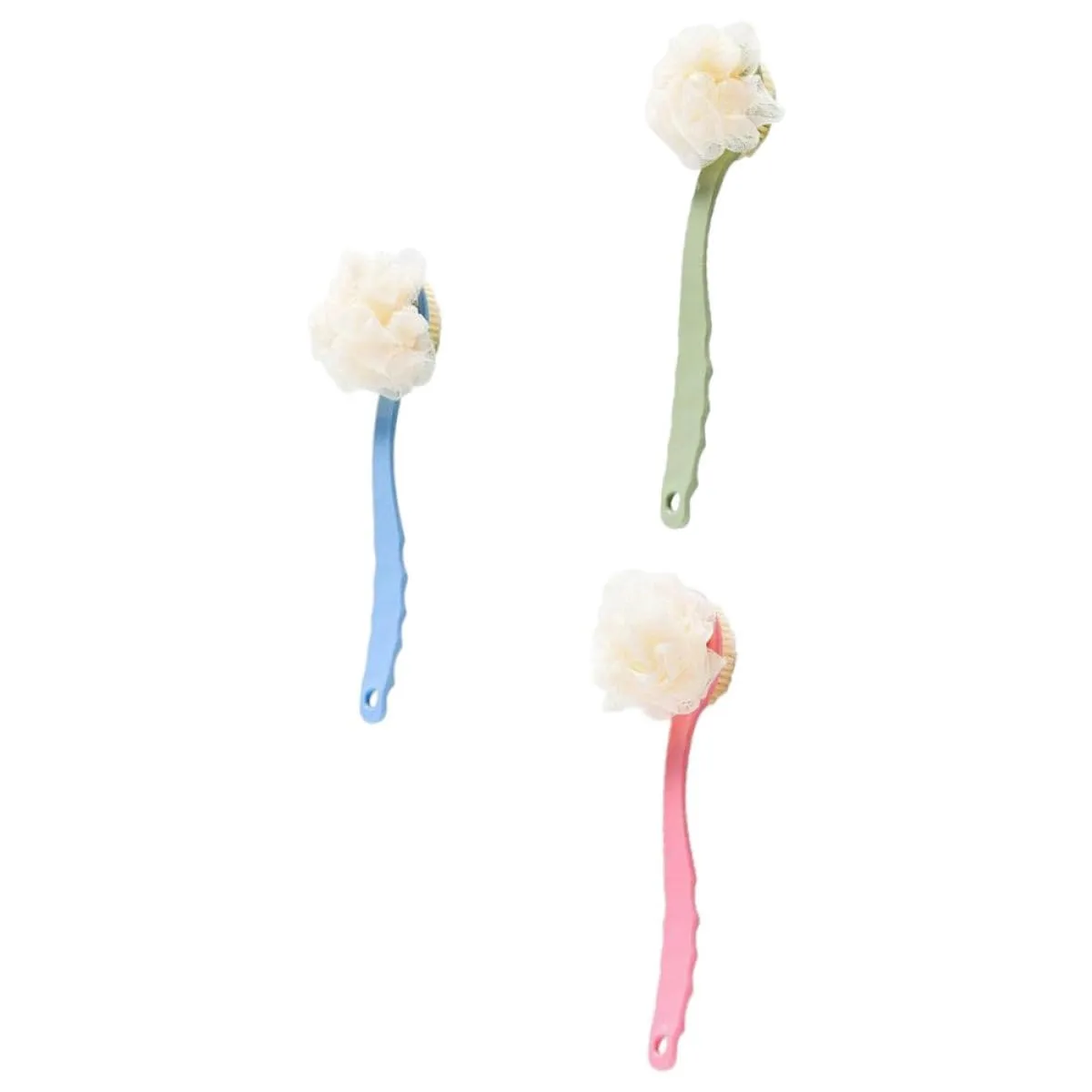 3Pcs Long Handle Bath Brush and Back Scrubbing Sponge Set with Soft Bristles for Exfoliating and Deep Cleaning in Shower, Suitable for Men and Women Bathing Care