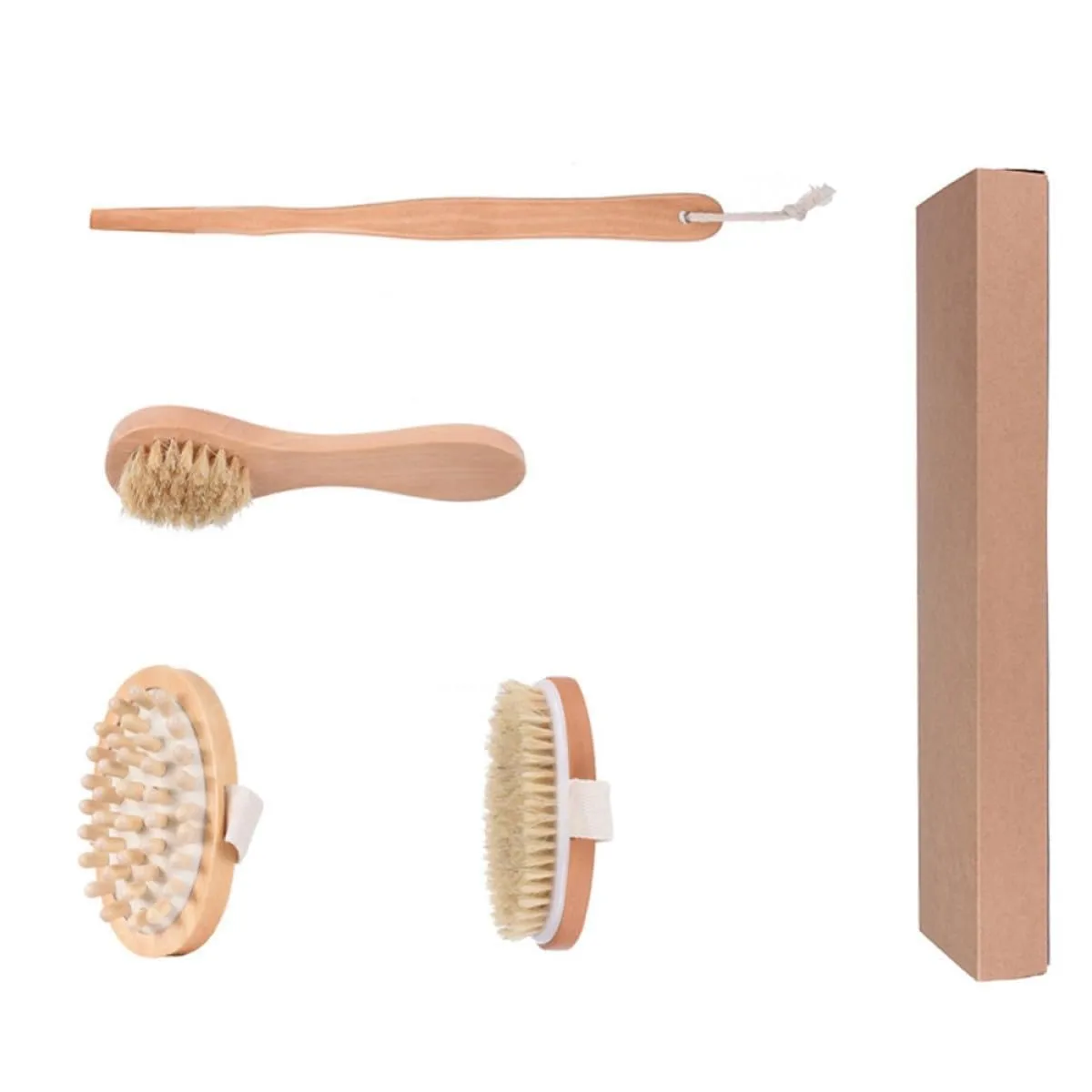 4pcs Bath Brush Set with Padded Handle, Soft Body Scrubber for Shower and Bathing Accessories, Lightweight Portable Bath Tool for Home Daily Use