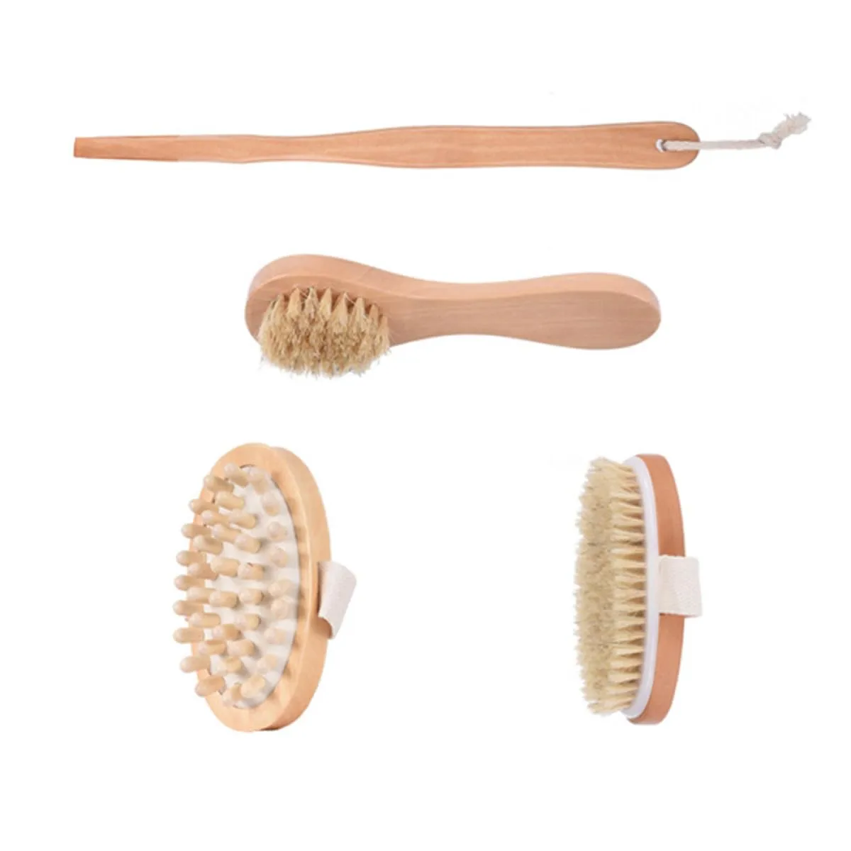 GANAZONO 4pcs Bath Brush Set with Airbag Handle, Portable Bathing Accessories for Home Shower, Soft Bristle Body Scrubber for Daily Skin Cleansing
