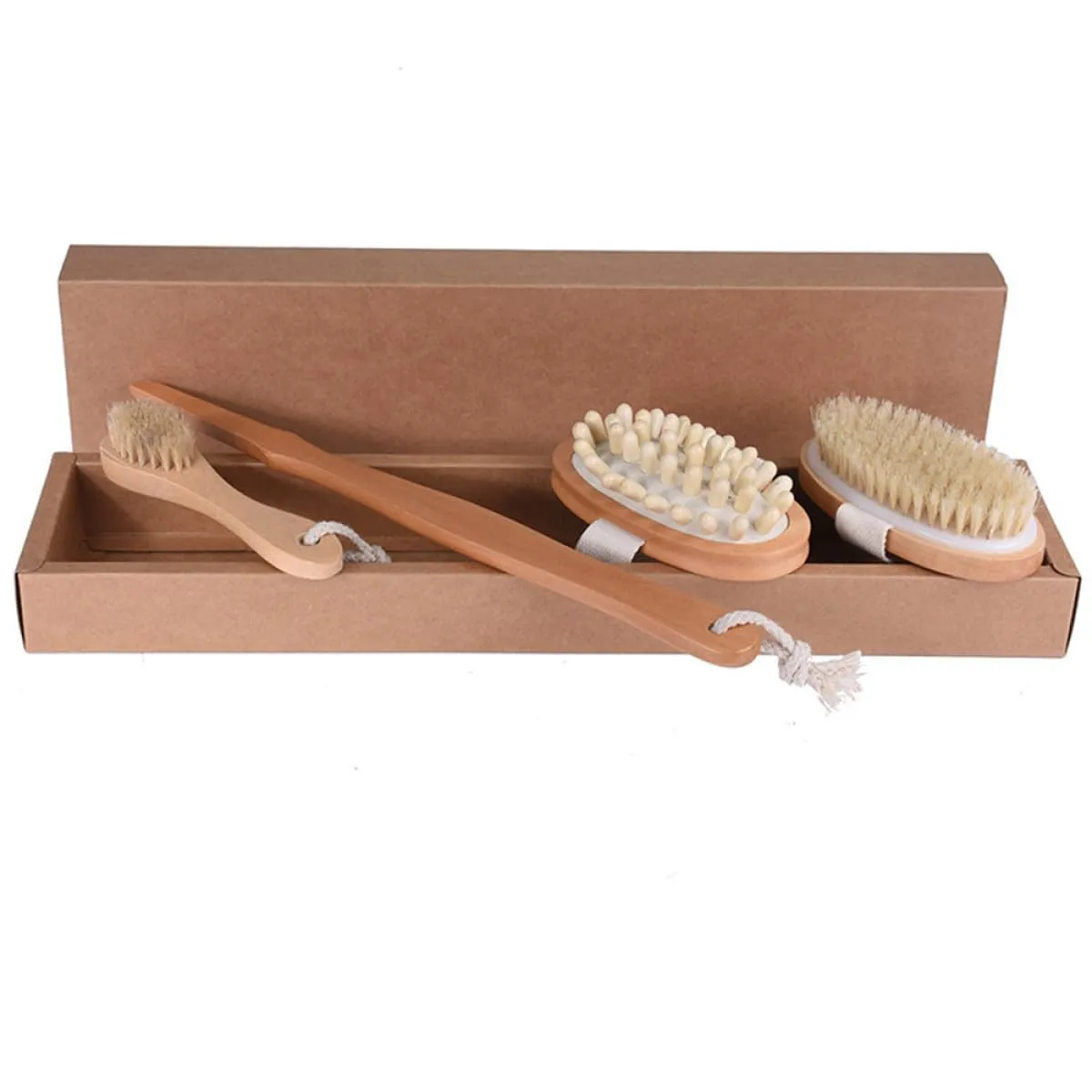 VALICLUD 4pcs Bath Brush Set with Long Handle, Soft Bathing Accessories for Home Shower, Body Scrub Tool for Daily Skin Cleaning and Exfoliation