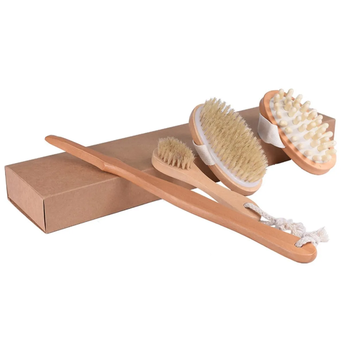 4pcs Bath Brush Set with Padded Handles, Body Cleaning Tools for Home Bathing, Back Scrubber Accessories for Daily Shower Use